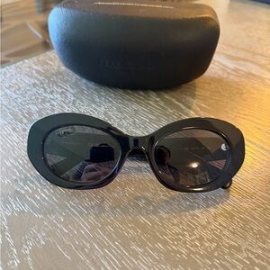 Salvatore Ferragamo Black Oval Sunglasses